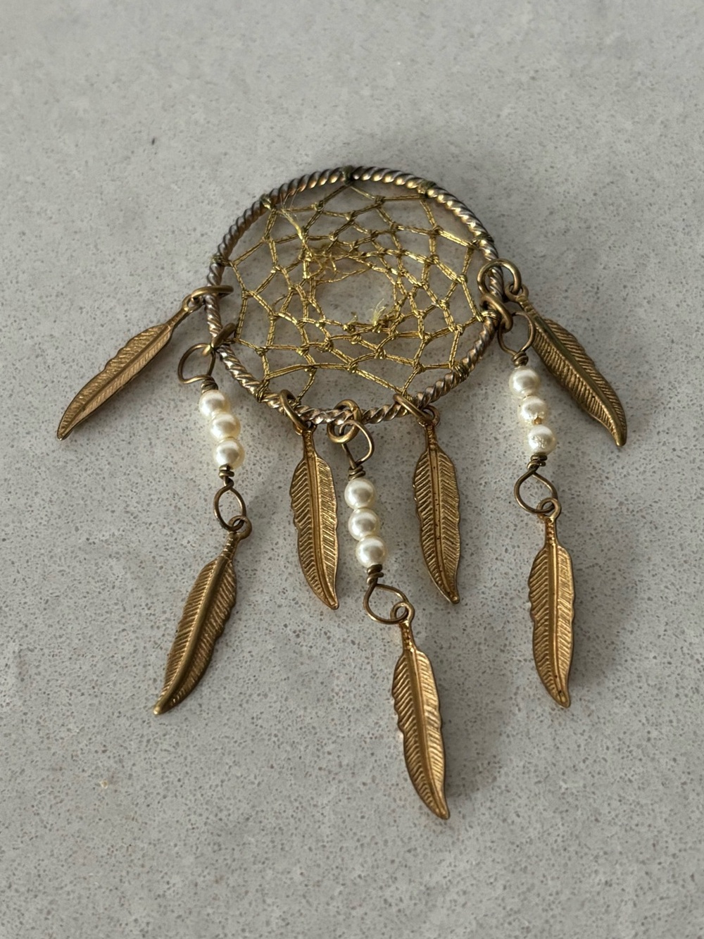 🔮Handmade🔮Dainty Dreamcatcher Feather Pendant Necklace with Pearls